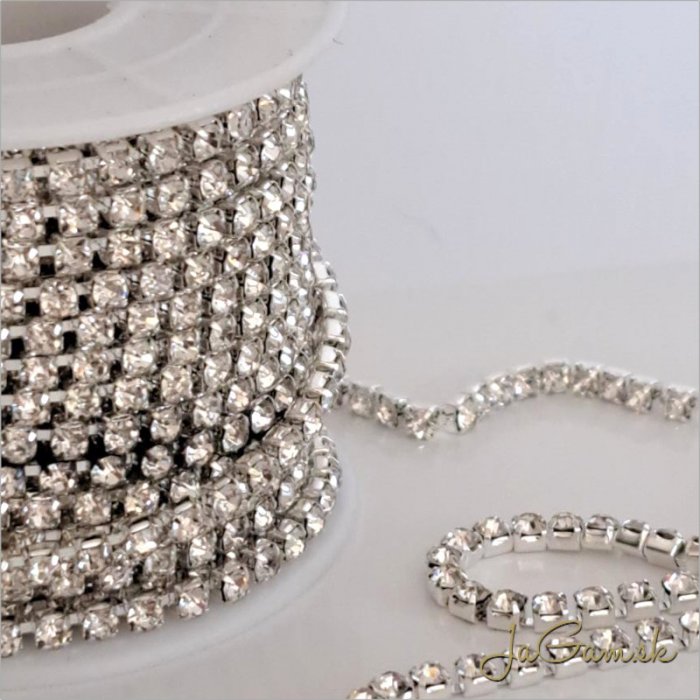 Štrasová borta 2,8mm strieborná/crystal, 50cm (12013b)